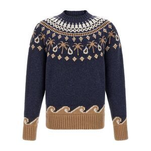 Alanui Blue Virgin Wool Men's Cardigan